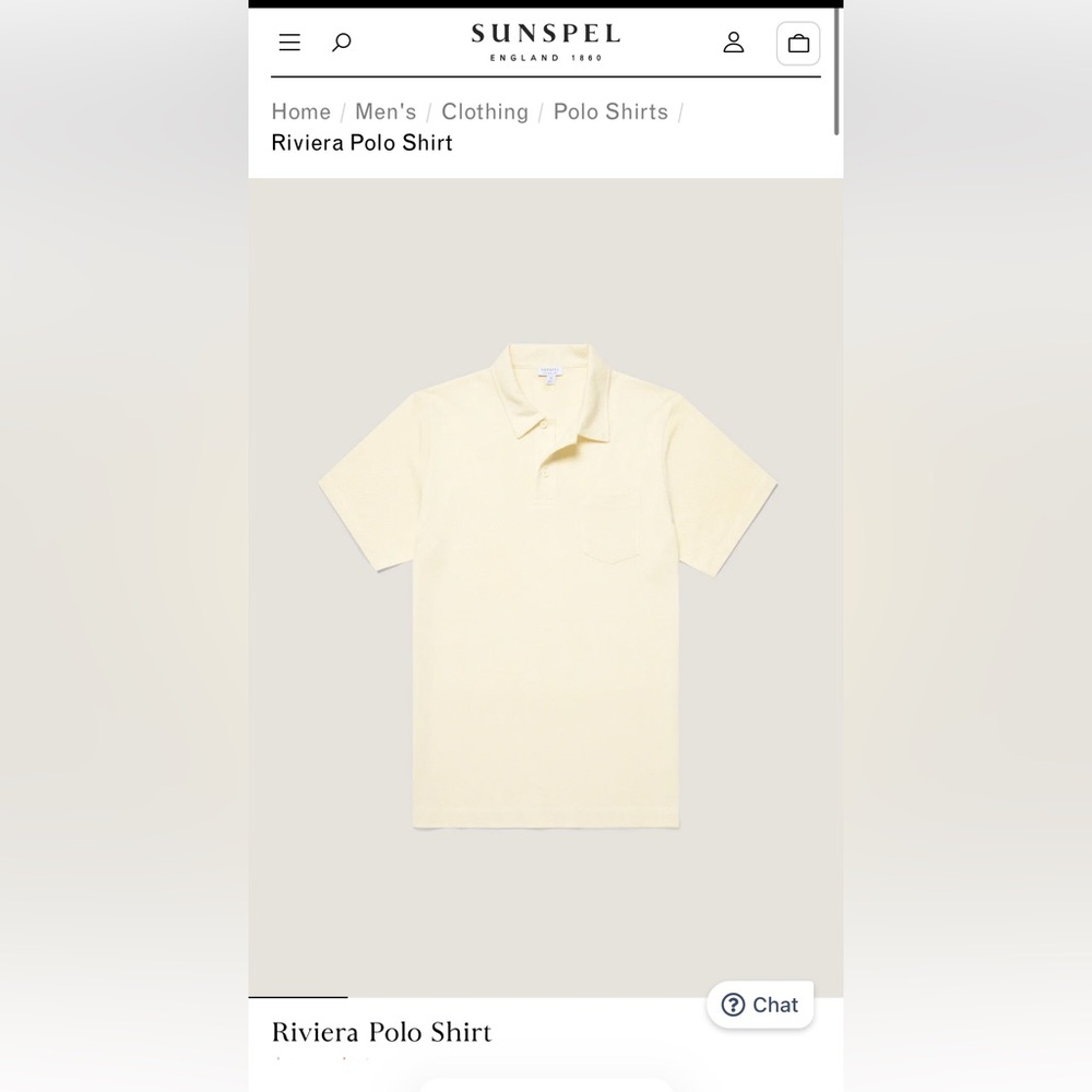 Sunspel Men's Riviera Polo Shirt in Buttermilk Size M